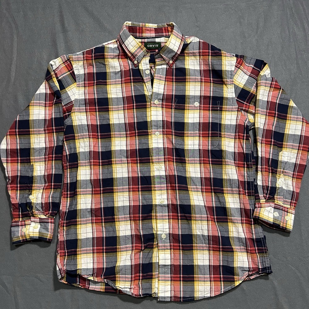 Orvis 100% Cotton Long Sleeve Button Down Shirt Men's‎ L Multicolor